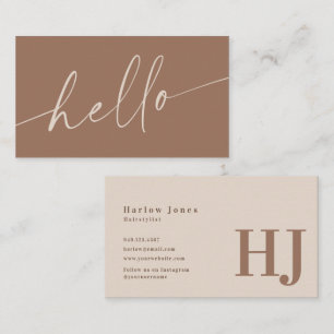 Hallo Boho Minimalistisch Signature Neutral Tone Visitenkarte