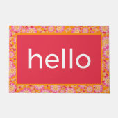 Hallo Boho Pink Orange Blume Pattern Fußmatte (Vorderseite)