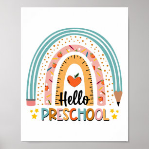 Hallo Boho-Regenbogen-Lehrer Ck Zur Schule Vorschu Poster