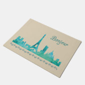 Hallo Bonjour Paris Frankreich Wasserfarbe Silhoue Fußmatte (Schrägansicht)