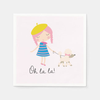 Hallo Bonjour Parisian Birthday Paper Napkins Serviette