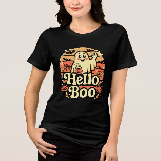 Hallo Boo Süßer Geist Tri-Blend Shirt (Vorderseite)