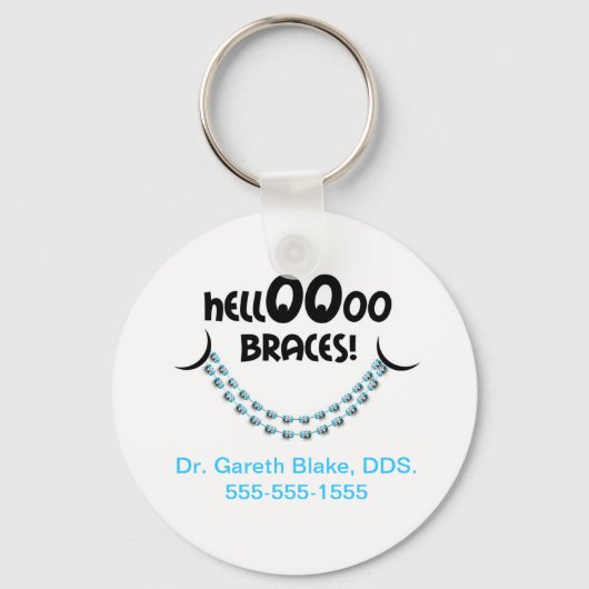 Hallo Braces Blue Orthodontist Patientengeschenk C Schlüsselanhänger (Vorderseite)