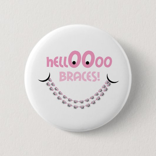 Hallo Braces Pink Button (Vorderseite)