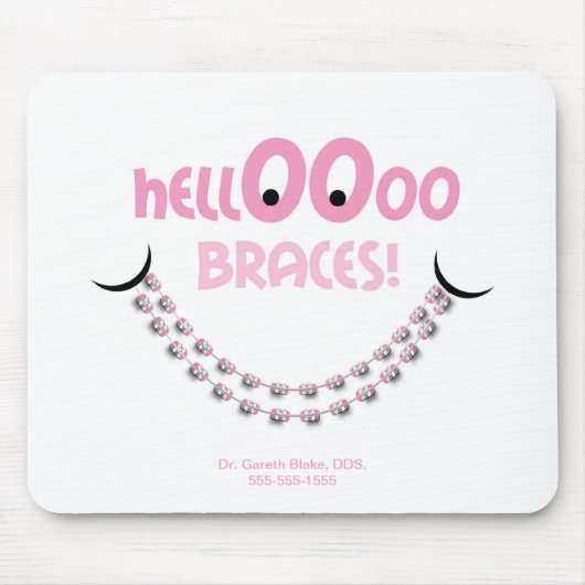 Hallo Braces Pink Orthodontist Geschenk des Patien Mousepad (Vorne)