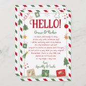 Hallo Brief von deinen Weihnachtselfen Einladung (Vorne/Hinten)