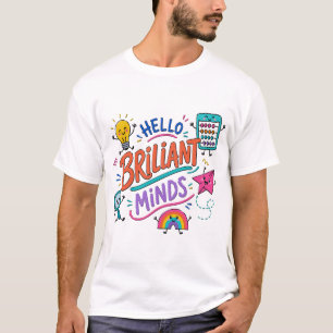 Hallo Brillante Köpfe Buntes Klassenzimmer T-Shirt