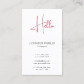 Hallo Business Card Moderne Beruflich Visitenkarte (Rückseite)