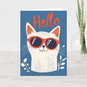 Hallo Coole Weiße Katze Feiertagskarte