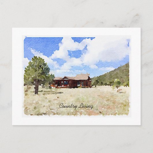 Hallo Country Cabin Living Wasserfarbe Postkarte (Vorderseite)