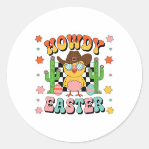 Hallo, Cowboy-Hühnchen mögen mich Ostern Frohe Ost Runder Aufkleber