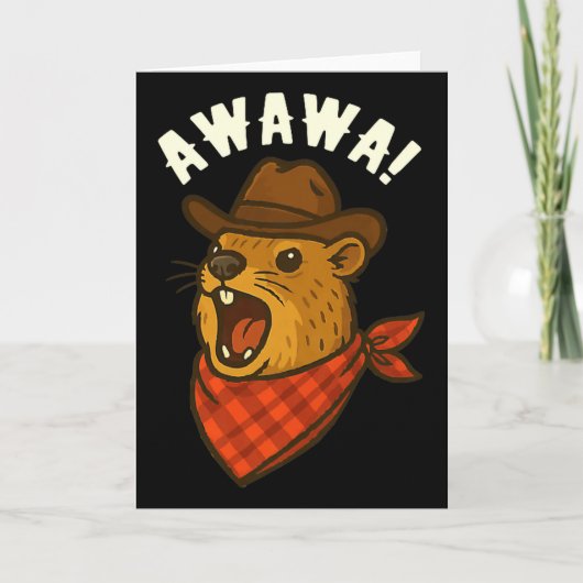 Hallo Cowboy Rock Hyrax Awawa Western Lustig Premi Karte (Vorderseite)