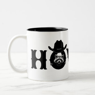 Hallo Cowboy-Waschbär-Western-Lustiger-Willkommens Zweifarbige Tasse