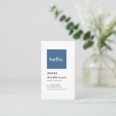Hallo Custom Simple Modern Generic Blue Visitenkarte (Stehend Vorderseite)