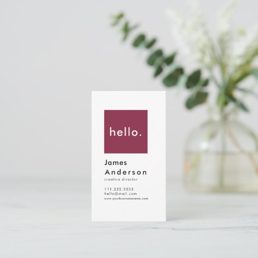 Hallo Custom Simple Modern Generic Visitenkarte (Stehend Vorderseite)