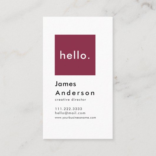 Hallo Custom Simple Modern Generic Visitenkarte (Vorderseite)