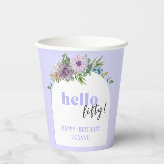 Hallo (Custom Year) - Delicate Florals 50. Pappbecher (Vorderseite)