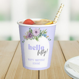 Hallo (Custom Year) - Delicate Florals 50. Pappbecher