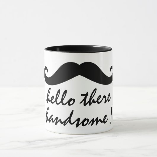 Hallo da gibt es schöne lustige Kaffee-Tasse-Desig Tasse (Zentrum)