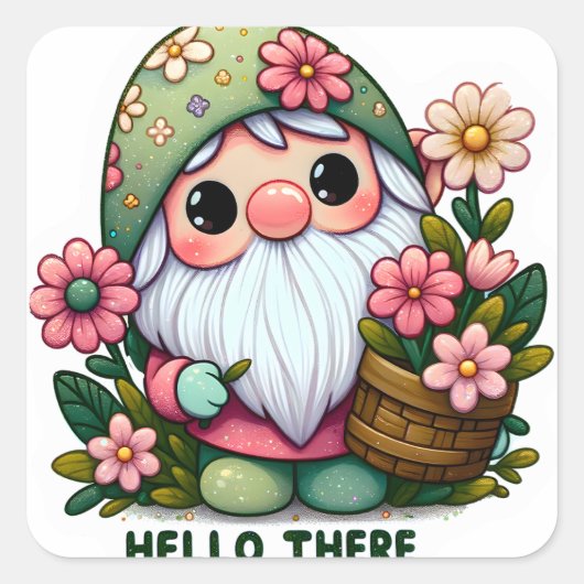 Hallo da Gnome Sticker: Ein Freund Quadratischer Aufkleber (Vorderseite)