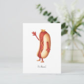 Hallo da Minimalistischer Hot Dog mit Senf Cartoon Postkarte (Stehend Vorderseite)