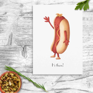 Hallo da Minimalistischer Hot Dog mit Senf Cartoon Postkarte