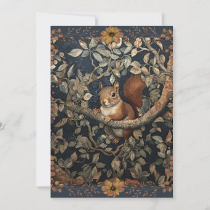 Hallo da rotes Eichhörnchen in einem Baum Einladung