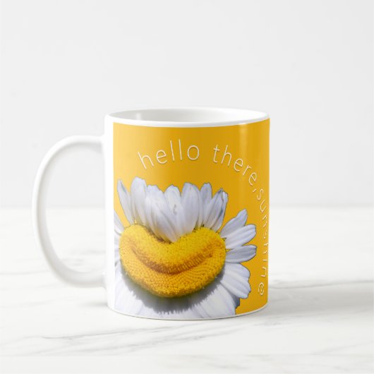 "Hallo da, Sonnenschein" Chamomile Smile Tasse (Links)