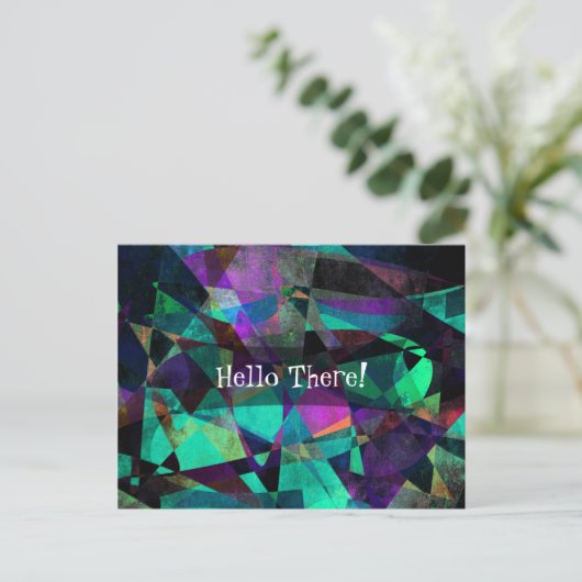"Hallo da!" w/Angular, farbenfrohe Abstrakte Kunst Postkarte (Stehend Vorderseite)