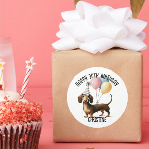 Hallo Dackel Hund Liebhaber Geburtstag  Runder Aufkleber