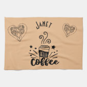 Hallo Dampfkaffee Personalisiert mit Herzen Geschirrtuch (Horizontal)