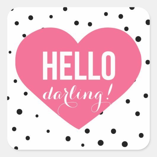 Hallo Darling Heart | Polka Dots Sticker (Vorderseite)