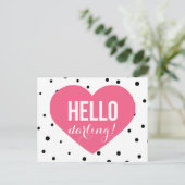 Hallo Darling | Polka Dots Grußkarte Postkarte (Stehend Vorderseite)