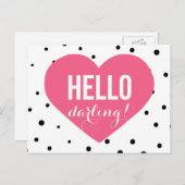 Hallo Darling | Polka Dots Grußkarte Postkarte (Vorne/Hinten)
