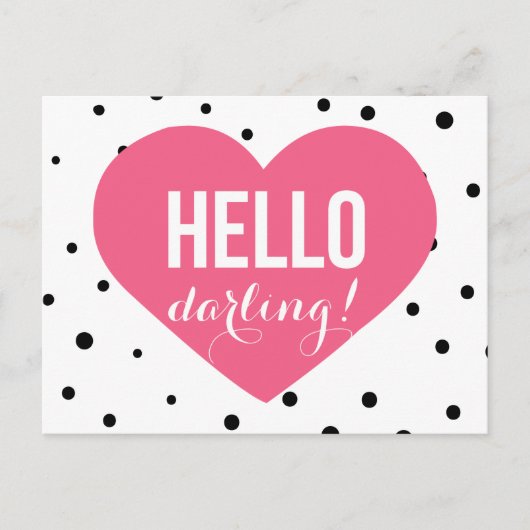 Hallo Darling | Polka Dots Grußkarte Postkarte (Vorderseite)