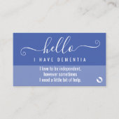 Hallo Demenz Bewusstsein und Notkontakt Visitenkarte (Vorderseite)