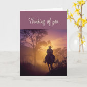 Hallo Denken Sie an Sie Cowboy Reiten Pferd Sonnen Karte (Gelbe Blume)