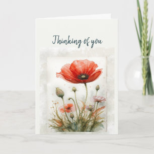 Hallo, denken Sie an Sie, Garden Poppy Blume Art Karte