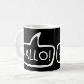 HALLO! Deutsche Gruß, Hallo-Sprechblase Kaffeetasse (Vorderseite Links)