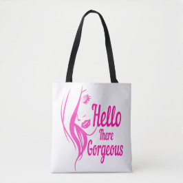 Hallo Dort herrlich schöne Lady Face Typografy Tasche