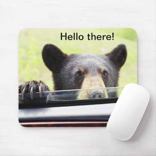 "Hallo dort!" Schwarzer Bär Mousepad (Mit Mouse)