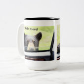 "Hallo dort!" Schwarzer Bärn-Tasse Zweifarbige Tasse (Vorderseite Links)