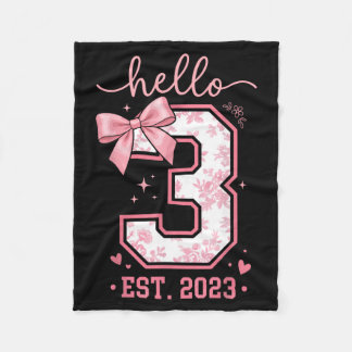 Hallo Drei Est 2023 Coquette Bow 3. Geburtstag Fleecedecke