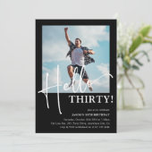 Hallo, DREI! Minimal 30. Geburtstag Party Einladung (Stehend Vorderseite)