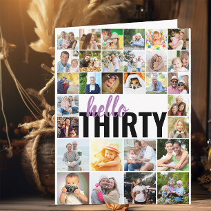 Hallo Dreißig 30 Fotos Gitter Collage Großer Gebur Karte