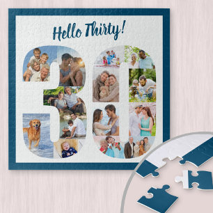 Hallo Dreißig Foto-Collage 30. Geburtstag Quadrat Puzzle