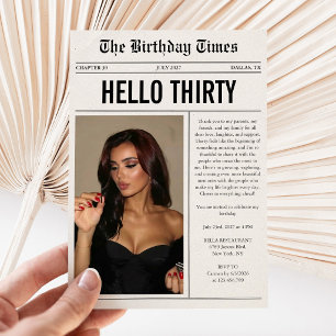 Hallo Dreißig Foto-Zeitung 30. Geburtstag Einladung