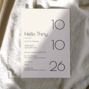 Hallo Dreißig Minimal Modern 30. Geburtstag Einladung