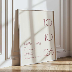 Hallo Dreißig Minimal Modern 30. Geburtstag Poster