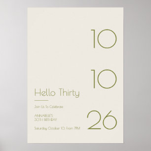 Hallo Dreißig Minimal Modern 30. Geburtstag Poster